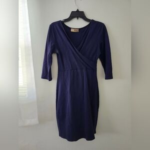 Navy faux wrap dress